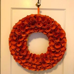 Orange Floral Design Decorative Door Wreath